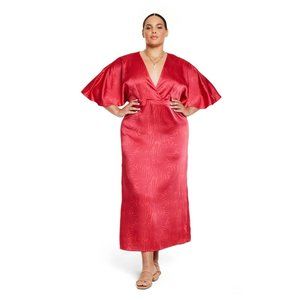 Fe Noel X Target Palm Leaf Contrast Print Flutter Sleeve Maxi Dress - size 12